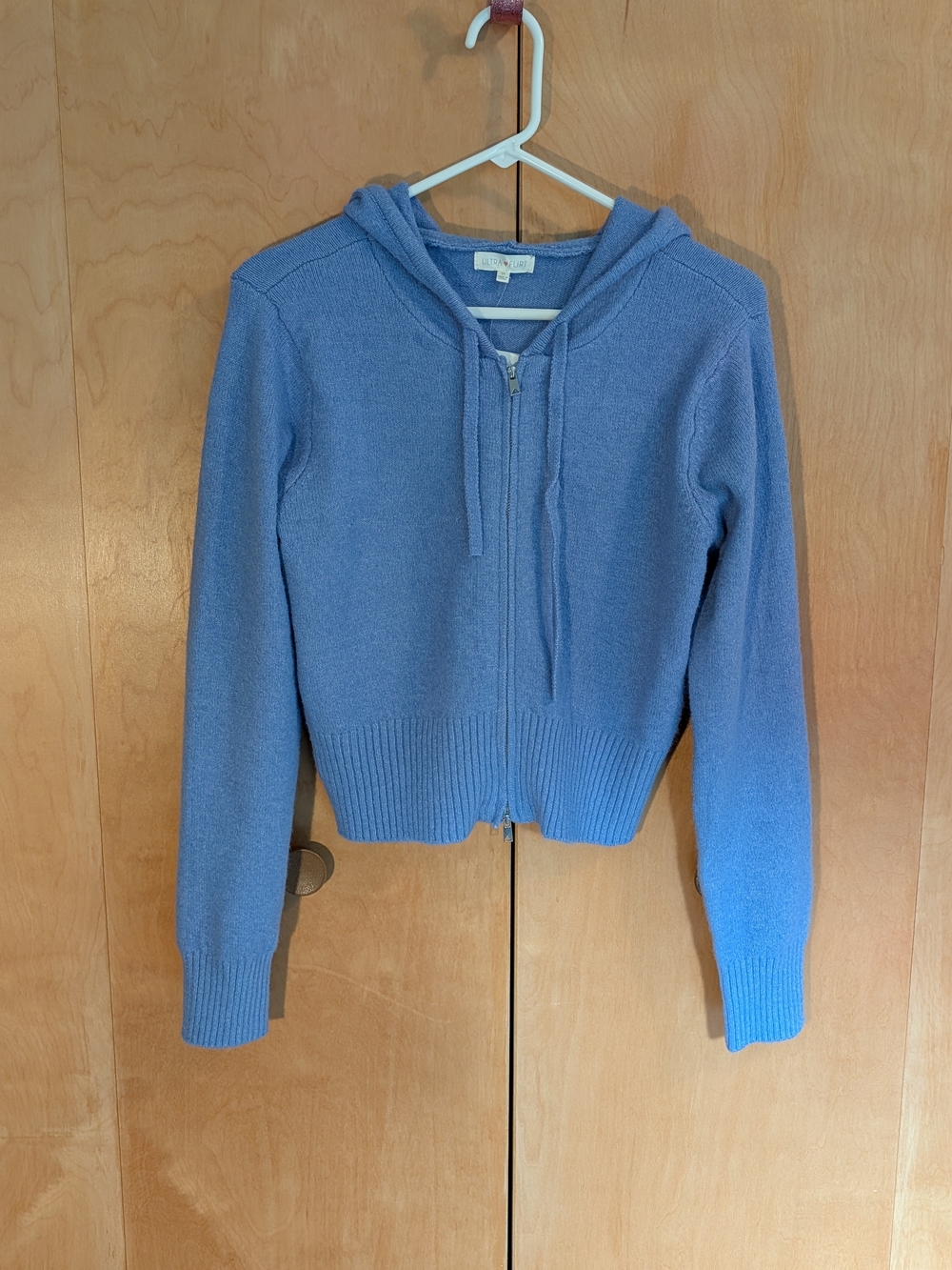 NWT Ultra Flirt Cropped Zip Hoodie Sweater Rustic Blue M